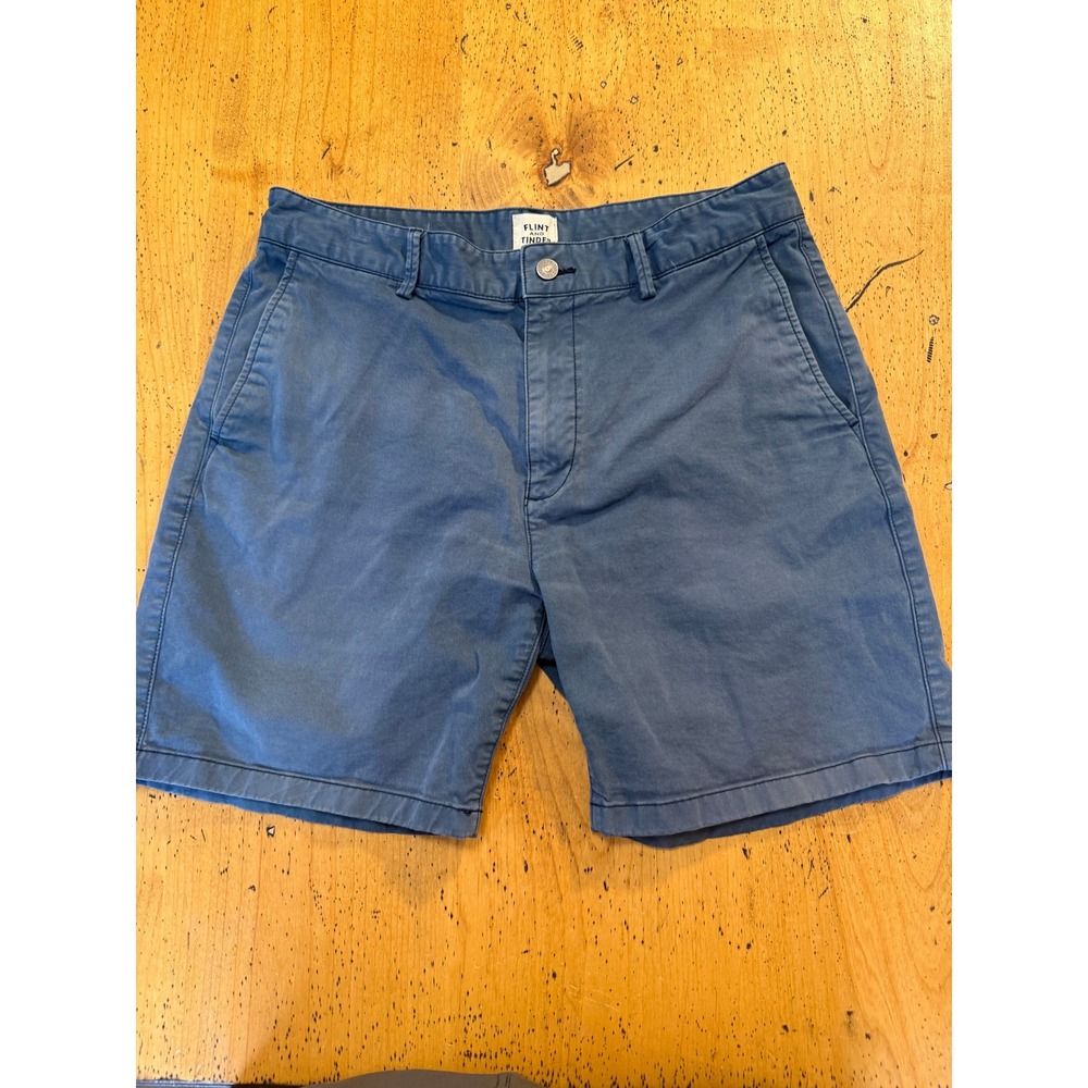 Flint and Tinder 365 Short Size 33 Slate Blue Cotton Stretch Chino Casual Mens